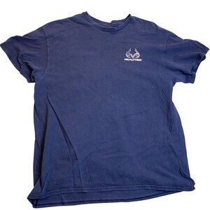 Realtree Mens T-Shirt Size XL Short Sleeve Navy American Flag Antler Graphic Tee